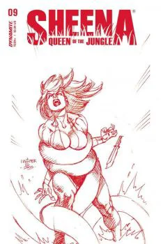 Cover of Cover P Incentive Joseph Michael Linsner Fiery Red Line Art Variant Cover