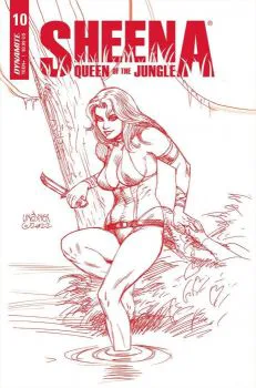Cover of Cover P Incentive Joseph Michael Linsner Fiery Red Line Art Variant