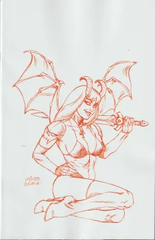 Cover of Cover T Joseph Michael Linsner Fiery Red Line Art Virgin Variant