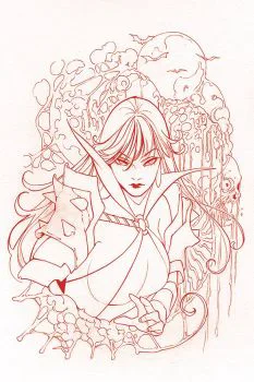 Cover of Cover R Momoko Vampirella Blood Red Line Art Virgin Cover