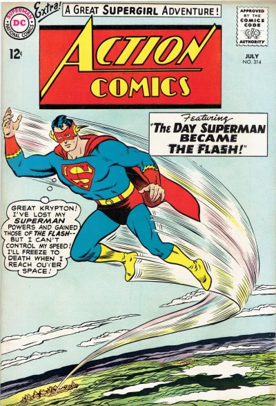 Cover of The Day Superman Became the Flash!; Supergirl's Tragic Ordeal!