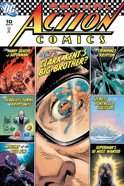 Cover of "The Many Deaths of Superman," "Who is Clark Kent's Brother?" "Mystery Under the Blue Sun," "Secrets of the Fortress of Solitude," "The Criminals of Krypton," "Superman's Top 10 Most Wanted," & "The Deadliest Forms of Kryptonite"