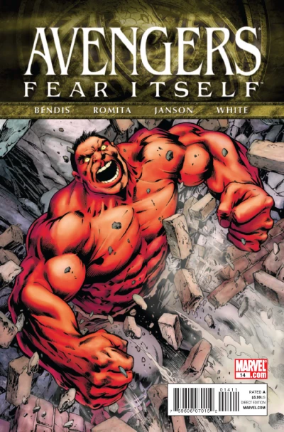 Cover of Fear Itself, part 2 Red Hulk Smassssh !