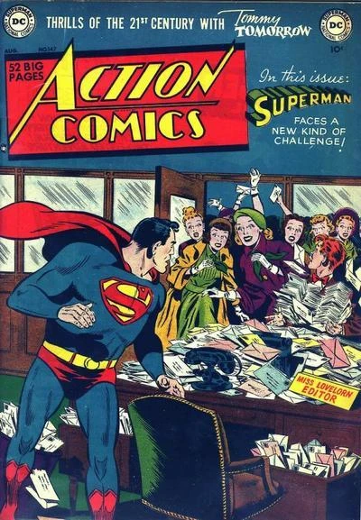Cover of In This Issue: Superman Faces a New Kind of Challenge! (Superman becomes Miss Lovelorn) : Thrills of the 21st Century with Tommy Tomorrow