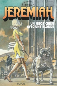 Un gros chien avec une blonde