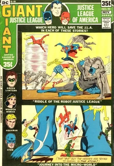 Cover of The Riddle of the Robot Justice League!; Journey Into the Micro-World!