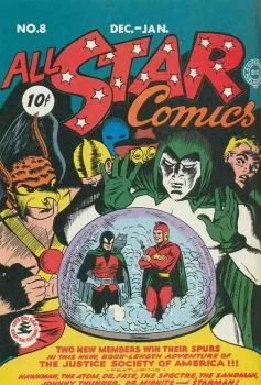 Cover of Justice Society: "Two New Members Win Their Spurs"
