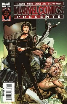 Cover of Vanguard 7 of 12:Collision; Savage Land 3 of 3: Lost World; Namor Paying Respects; Weapon Omega 7 of 12