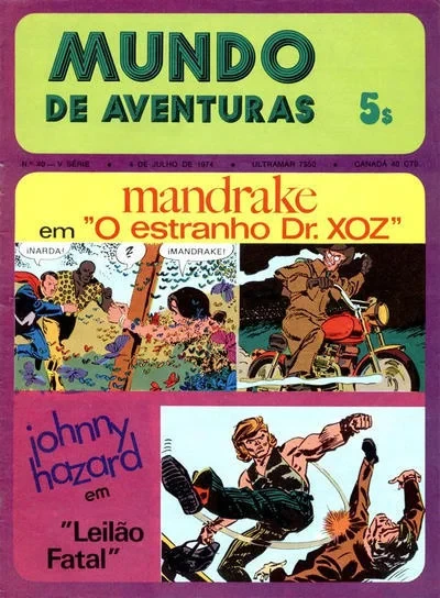 Cover of mandrake em "O estranho Dr. XOZ" ; Johnny Hazard em "Leilao Fatal"