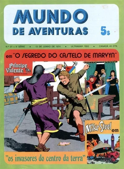 Cover of Principe Valente em "O Segredo do Castelo de Marvyn" ; Mike Steel em "os invasores do centro da terra"