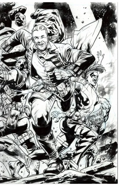 Cover of Bryan Hitch Black & White Youngblood Team-Up Virgin Variant