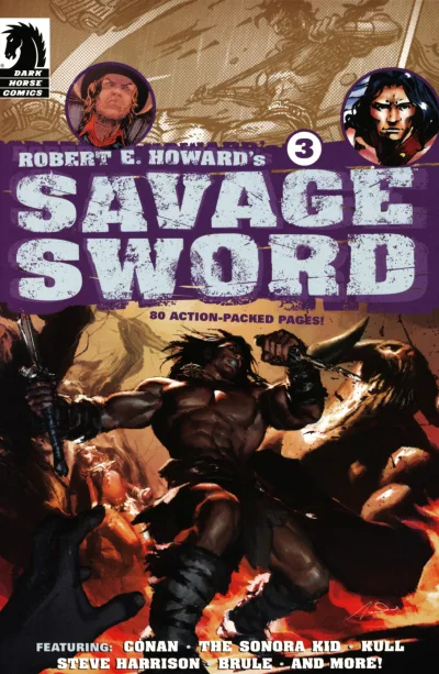 Cover of Conan and the Jewels of Hesterm; The Sonora Kid: Knife, Bullet, and Noose; Brule: The Spear and the Siren; Steve Harrison: Pinot Noir; Kull: The Vale of Shadow
