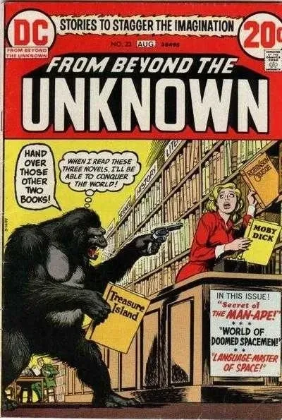 Cover of Secret of the Man-Ape; World of Doomed Spacemen!; Language-Master of Space!