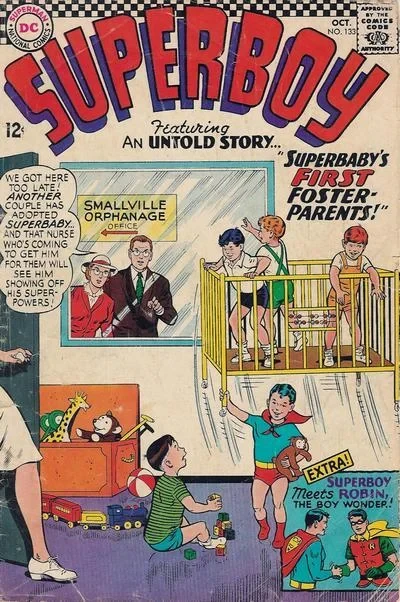 Cover of Superbaby's First Foster-Parents! / Superboy Meets Robin the Boy-Wonder