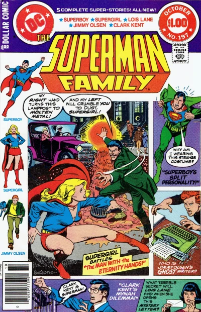Cover of Superboy's Split Personality / Clark Kent's Mynah Dilemma / The Daughter Who Came C.O.D. / The Ghost Writer Riddle! / The Man with the Eternity Hands!