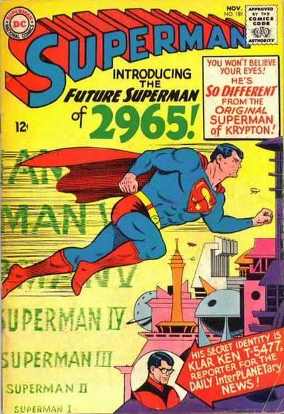 Cover of The Super-Scoops of Morna Vine! / The Superman of 2965!
