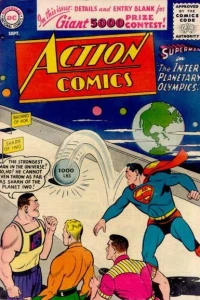 Superman in The Interplanetary Olympics! : The Strongest Man in the Universe? Ho-Ho! He Cannot Even Throw as Far as Sharn of the Planet Iwo!