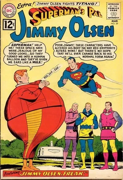 Cover of Stranded in Evolution Valley! / Jimmy Olsen in Scotland Yard! / Jimmy Olsen, Freak!