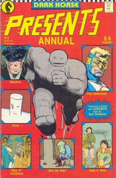 Cover of The American / Wacky Squirrel / Delia and Celia / Bob the Alien / Concrete / Bacchus / Zone / Race of Scorpions