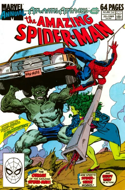 Cover of Abominations!; My Science Project; Spider-Man's Uncanny Spider-Sense; Standards of Behavior; Spider-Man's Top 30 Villain Count Down; Spidey Versus J.J.J.!!; The Saga of the Serpent Crown, Chapter 4: Cataclysm