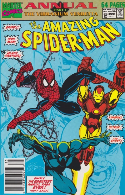 Cover of The Vibranium Vendetta Part 1 - The Spider and the Ghost; The Origin of the Amazing Spider-Man!; Outlaw Justice Part One; Truckstop of Doom!; Second Chance!
