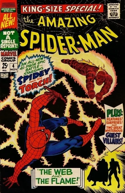 Cover of The Web and the Flame!; The Coffee Bean Barn!; Spidey's Greatest Talent; Say "Hello" To Spidey's Favorite Foes!; What the well dressed Spider-Man will wear;  Finally ... a visit to Petey's Pad!