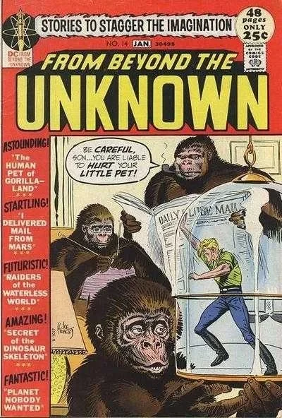 Cover of The Human Pet of Gorillaland; I Delivered Mail from Mars; Raiders of the Waterless World; Secret of the Dinosaur Skeleton; Planet Nobody Wanted