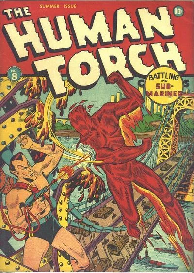 Cover of Human Torch vs. Sub-Mariner; Python's Power; The Fiery Monster; The Python Strikes; Underground Terror; The Amazing Awakening