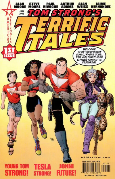 Cover of Tom Strong in The Dark Inside; Tesla Time; Young Tom Strong And the Fiend of The Forgotten Shore; The Halfway House