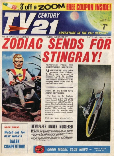 Cover of Zodiac Sends For Stingray!; Newspaper Owner Murdered
