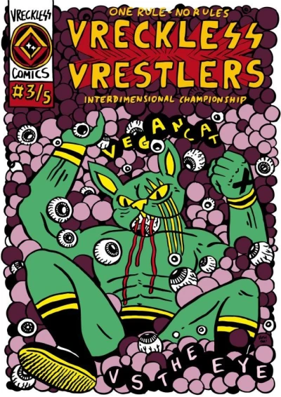 Cover of Vegan Cat vs The Eye; Sergeant Reptilion vs Barbarica