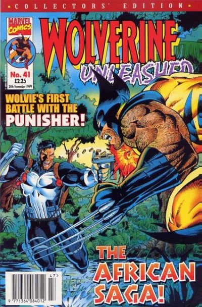 Cover of Wolvie's First Battle With The Punisher! The African Saga!