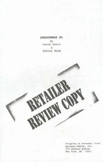 Shadowman: Retailer Review (1996) - Series 